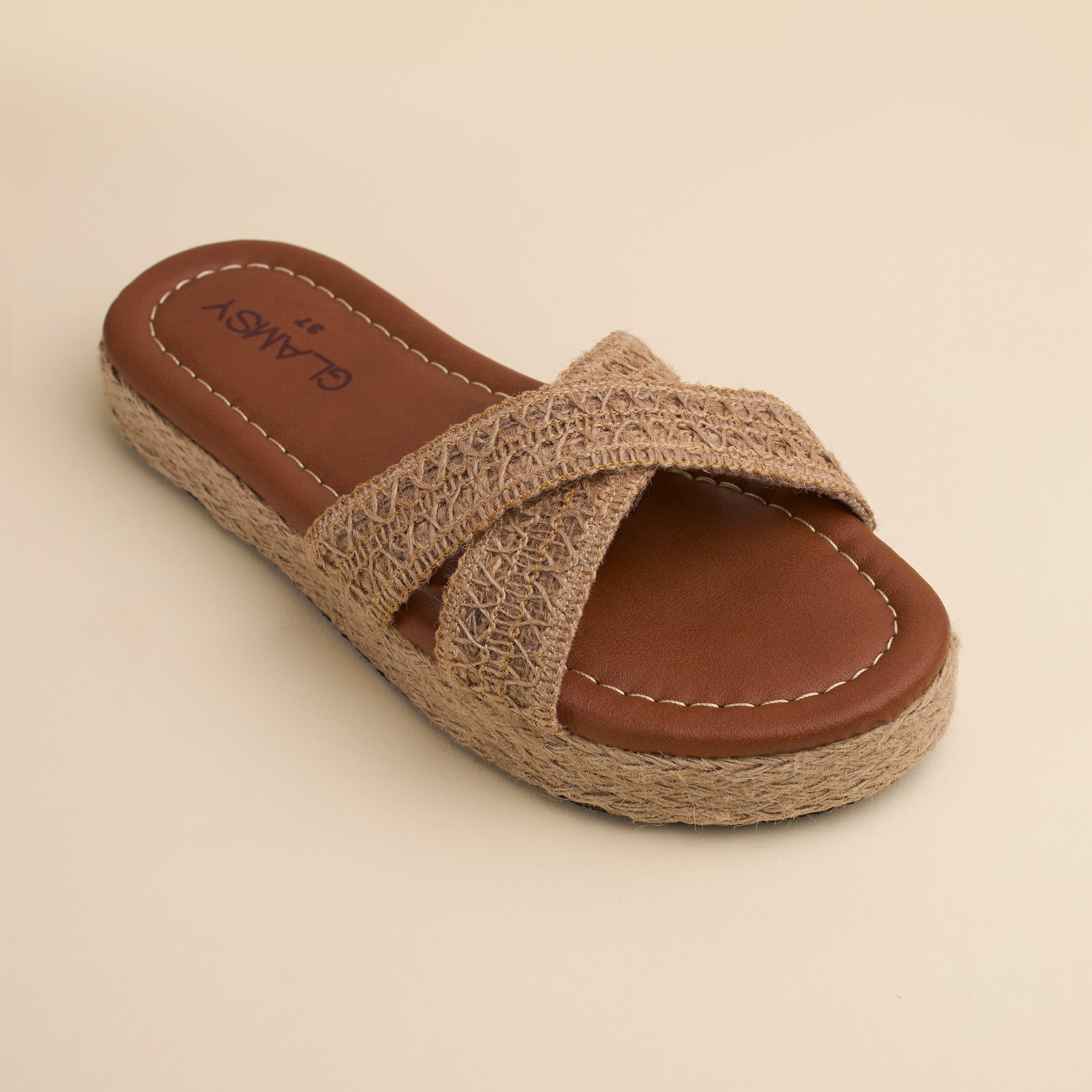 Gaia Slippers in Havane — handcrafted women's slippers from Glamsy Egypt