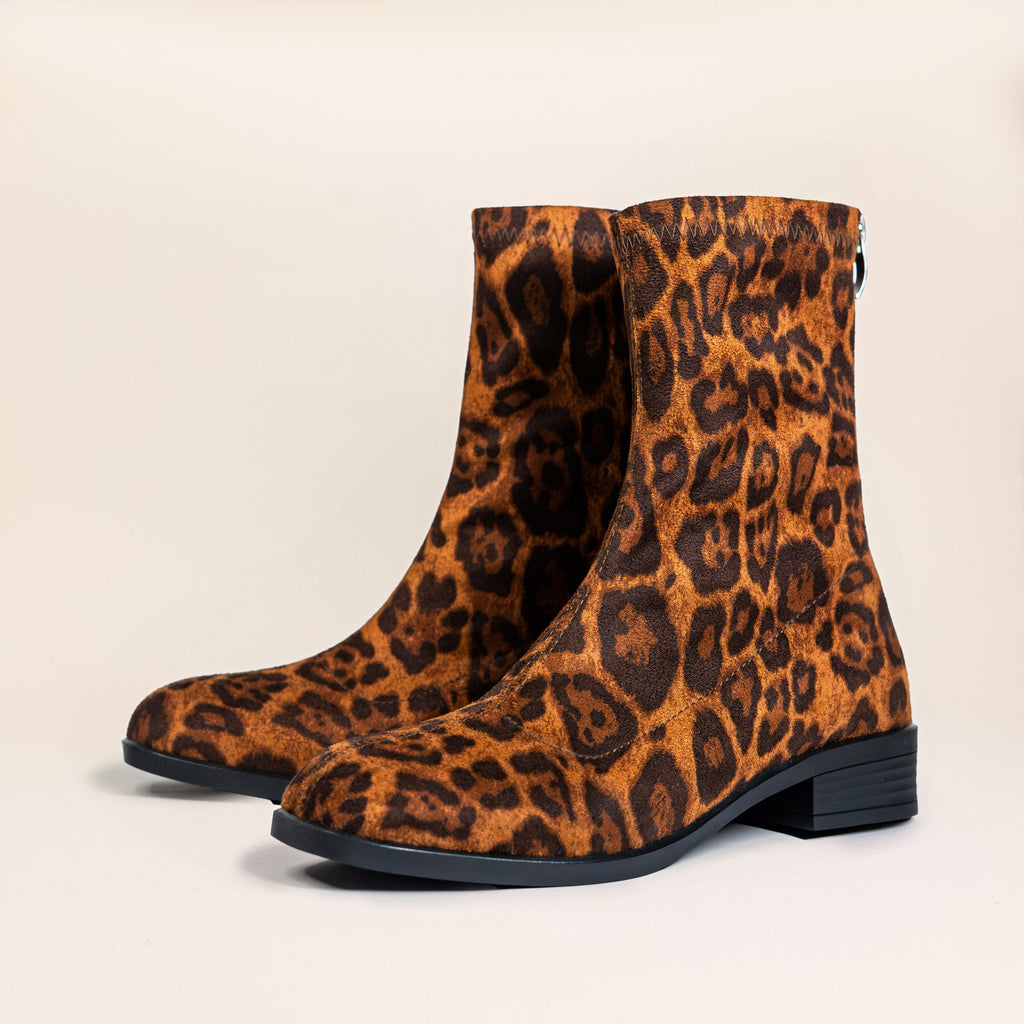 Flora Boots (Leopard Suede) — handcrafted women's boots from Glamsy Egypt