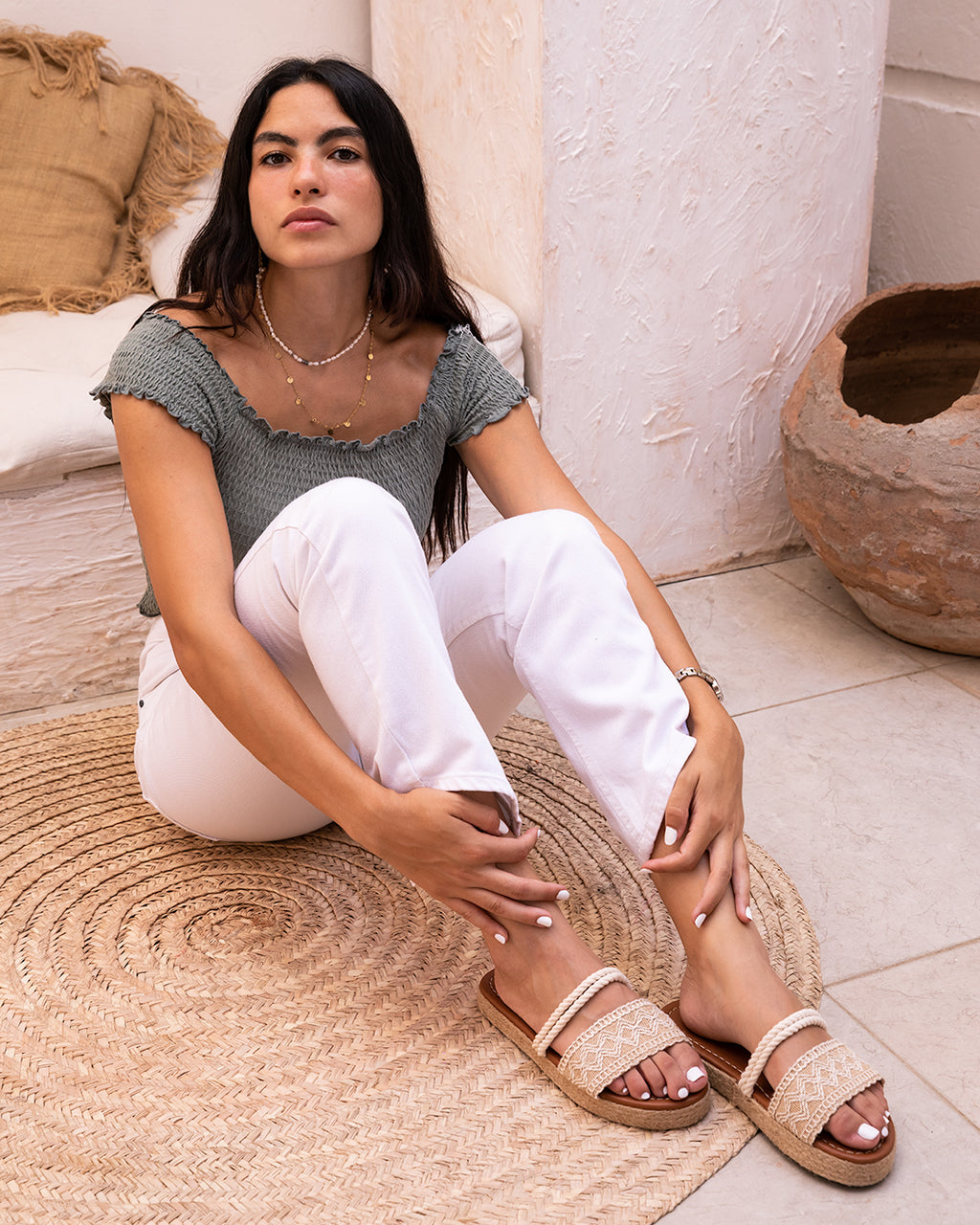 ANTHEIA Slippers in Havane — handcrafted women's slippers from Glamsy Egypt