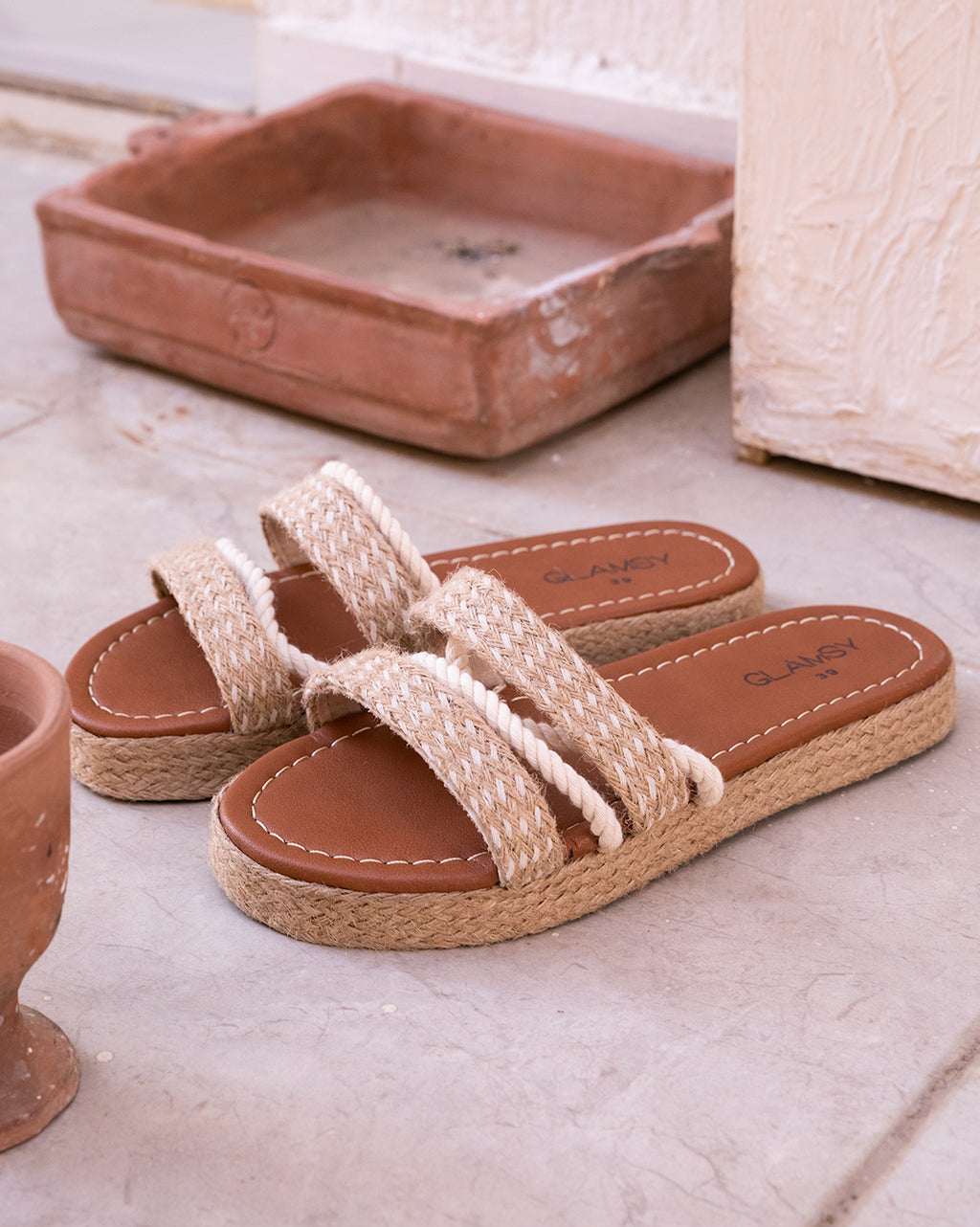 HERA Slippers in Havane — handcrafted women's slippers from Glamsy Egypt